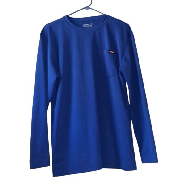 Dickies Mens Blue Long Sleeve Pocket Crewneck Shirt M Polyester - Picture 1 of 8